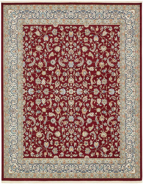 Burgundy 7' 10 x 10' Narenj Rectangle Area Rug 85% Polypropylene & 15% Polyester Traditional Classic Carpet for Living, Dining, Bedrooms, Office for Sale at Rug Engine