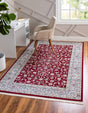 Burgundy 5' 3 x 8' Narenj Rectangle Area Rug 85% Polypropylene & 15% Polyester Traditional Classic Carpet for Living, Dining, Bedrooms, Office for Sale at Rug Engine