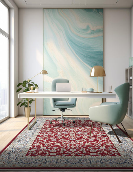 Burgundy 3' 1 x 5' 3 Narenj Rectangle Area Rug 85% Polypropylene & 15% Polyester Traditional Classic Carpet for Living, Dining, Bedrooms, Office for Sale at Rug Engine