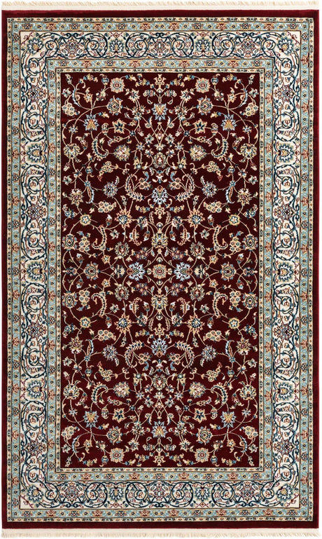 Burgundy 5' 3 x 8' Narenj Rectangle Area Rug 85% Polypropylene & 15% Polyester Traditional Classic Carpet for Living, Dining, Bedrooms, Office for Sale at Rug Engine