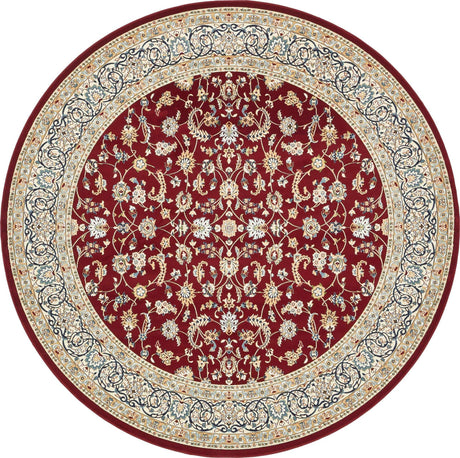 Burgundy 10' x 10' Narenj Round Area Rug 85% Polypropylene & 15% Polyester Traditional Classic Carpet for Living, Dining, Bedrooms, Office for Sale at Rug Engine