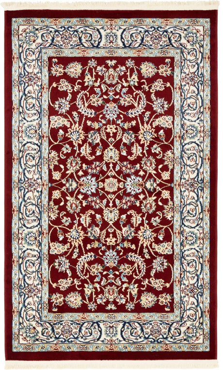 Burgundy 3' 1 x 5' 3 Narenj Rectangle Area Rug 85% Polypropylene & 15% Polyester Traditional Classic Carpet for Living, Dining, Bedrooms, Office for Sale at Rug Engine