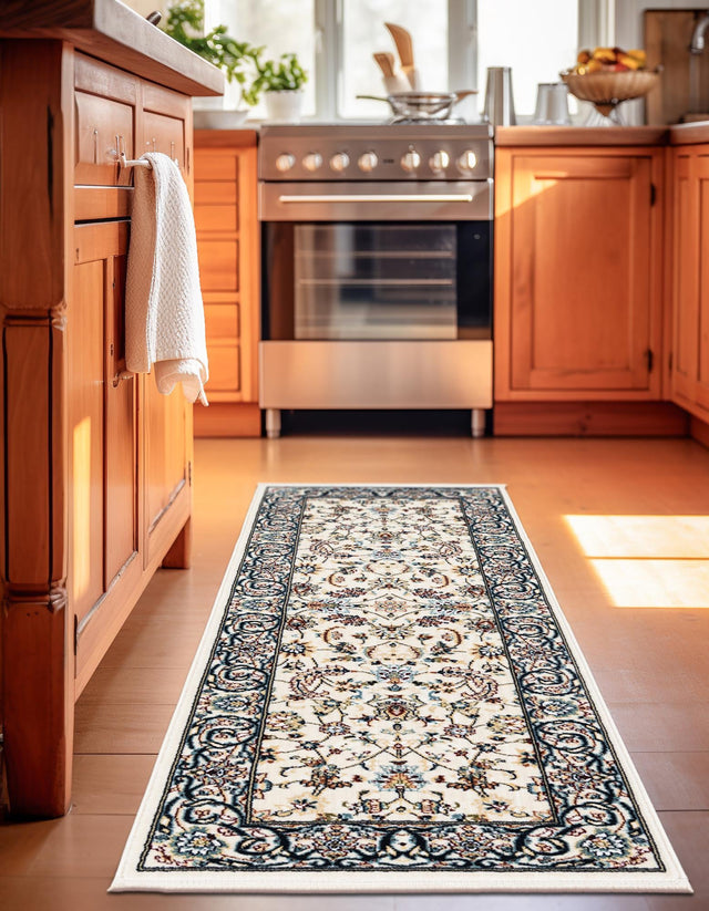 Ivory 2' x 6' 1 Narenj Runner Area Rug 85% Polypropylene & 15% Polyester Traditional Classic Carpet for Living, Dining, Bedrooms, Office for Sale at Rug Engine
