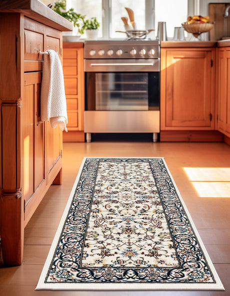 Ivory 2' 7 x 10' Narenj Runner Area Rug 85% Polypropylene & 15% Polyester Traditional Classic Carpet for Living, Dining, Bedrooms, Office for Sale at Rug Engine