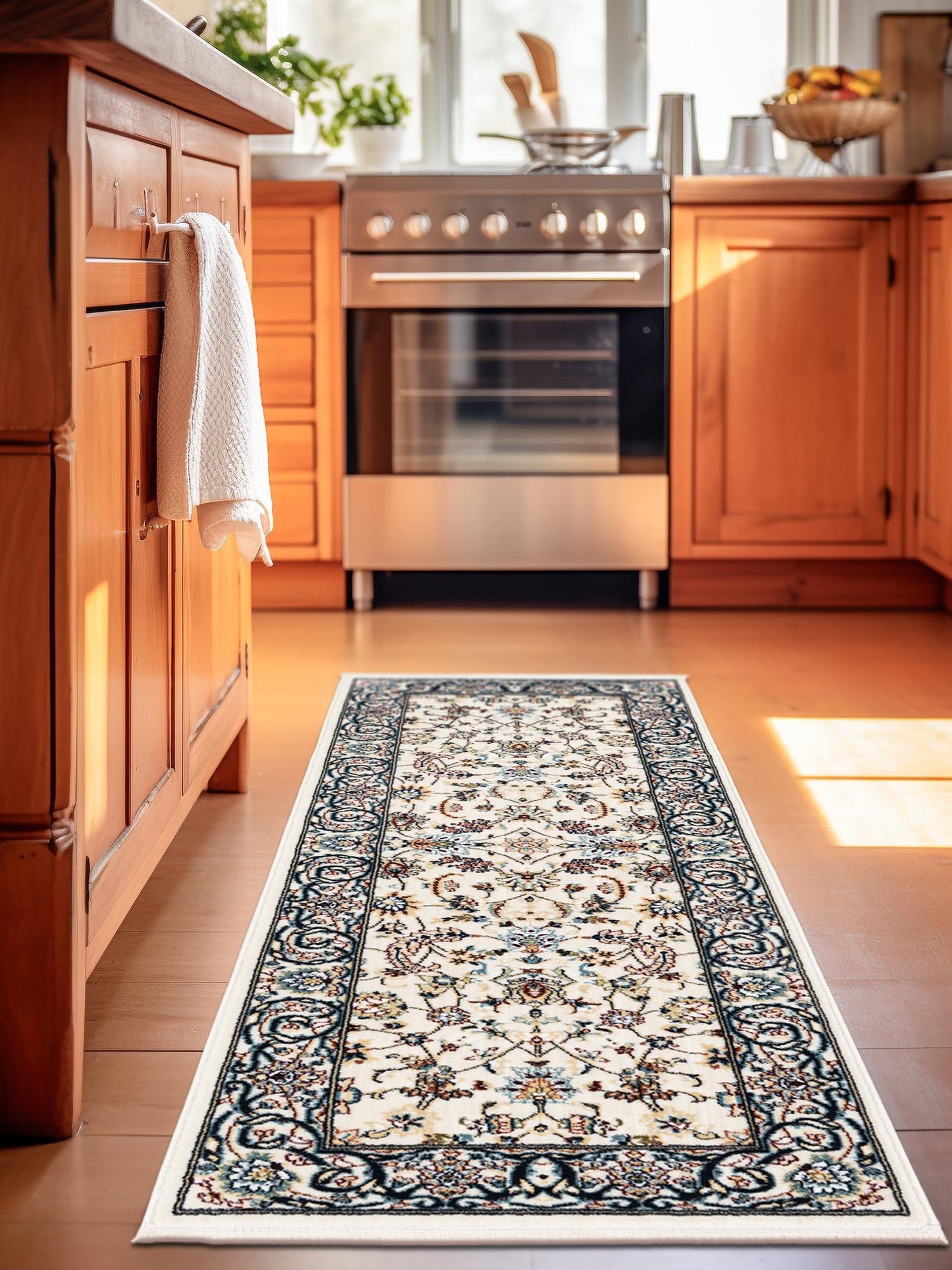 Ivory 2' x 8' Narenj Runner Area Rug 85% Polypropylene & 15% Polyester Traditional Classic Carpet for Living, Dining, Bedrooms, Office for Sale at Rug Engine