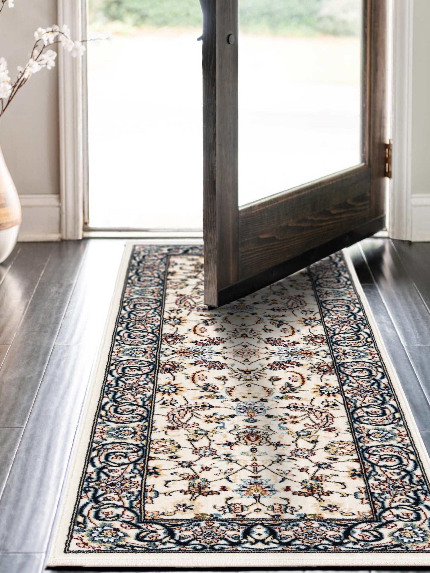 Ivory 2' x 8' Narenj Runner Area Rug 85% Polypropylene & 15% Polyester Traditional Classic Carpet for Living, Dining, Bedrooms, Office for Sale at Rug Engine