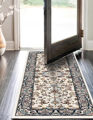 Ivory 2' x 8' Narenj Runner Area Rug 85% Polypropylene & 15% Polyester Traditional Classic Carpet for Living, Dining, Bedrooms, Office for Sale at Rug Engine