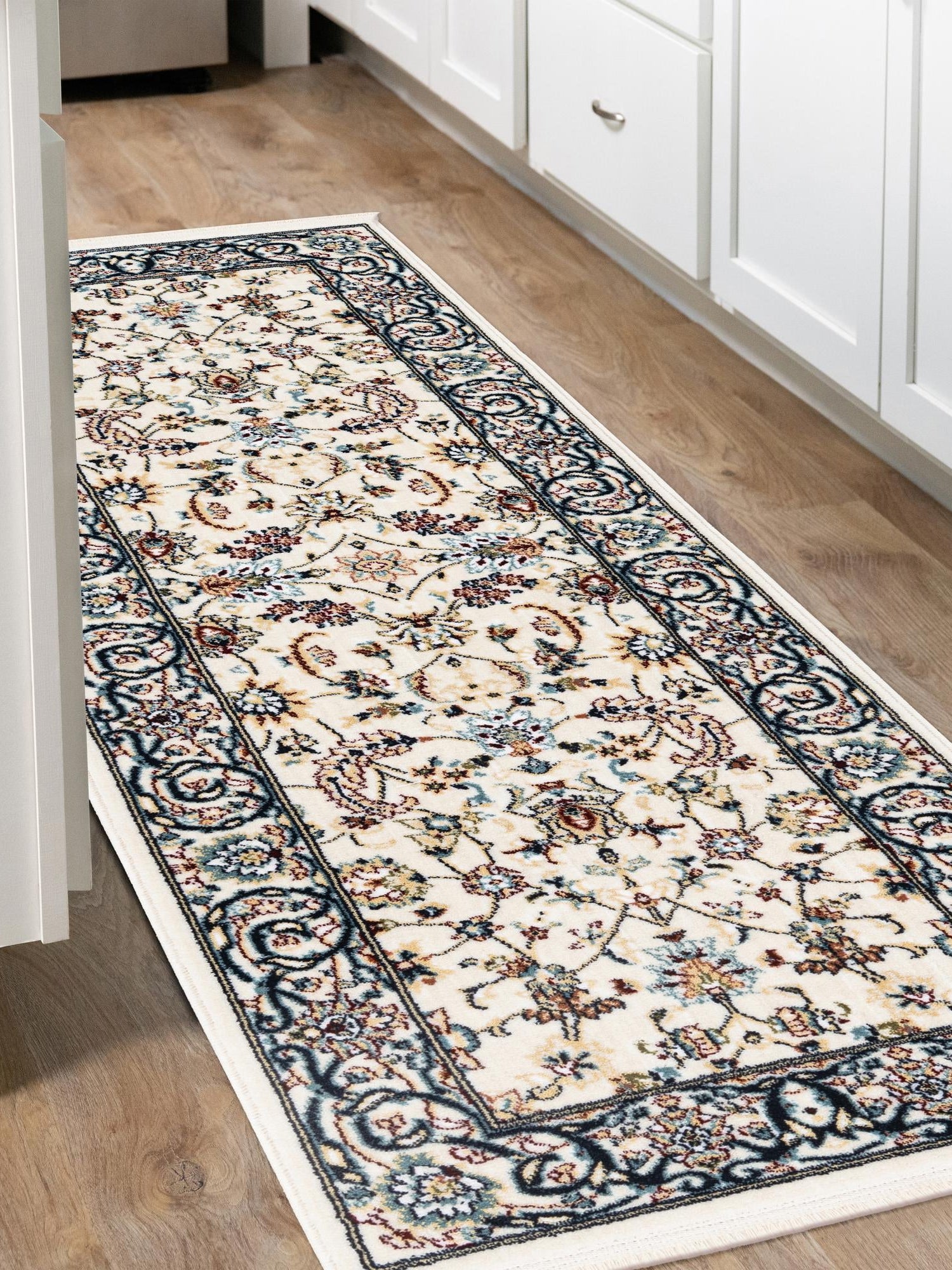 Ivory 2' 7 x 10' Narenj Runner Area Rug 85% Polypropylene & 15% Polyester Traditional Classic Carpet for Living, Dining, Bedrooms, Office for Sale at Rug Engine