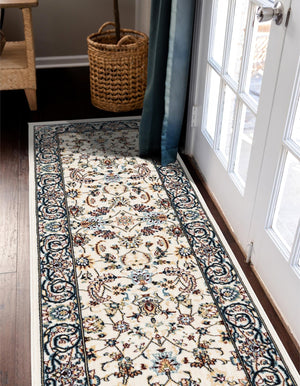 Ivory 2' x 8' Narenj Runner Area Rug 85% Polypropylene & 15% Polyester Traditional Classic Carpet for Living, Dining, Bedrooms, Office for Sale at Rug Engine