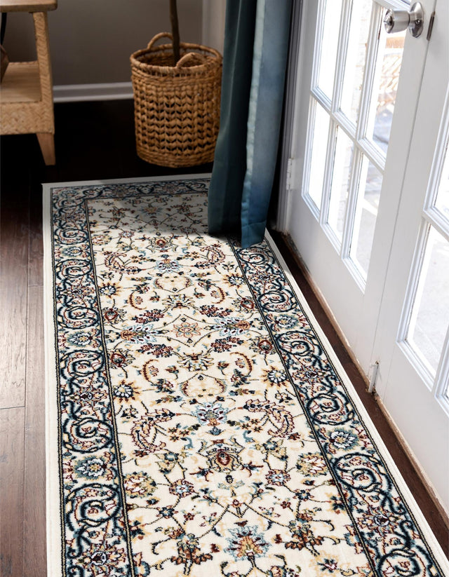 Ivory 2' x 8' Narenj Runner Area Rug 85% Polypropylene & 15% Polyester Traditional Classic Carpet for Living, Dining, Bedrooms, Office for Sale at Rug Engine