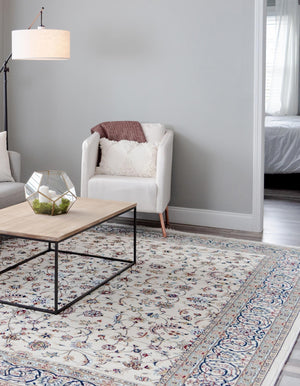 Ivory 5' 3 x 8' Narenj Rectangle Area Rug 85% Polypropylene & 15% Polyester Traditional Classic Carpet for Living, Dining, Bedrooms, Office for Sale at Rug Engine