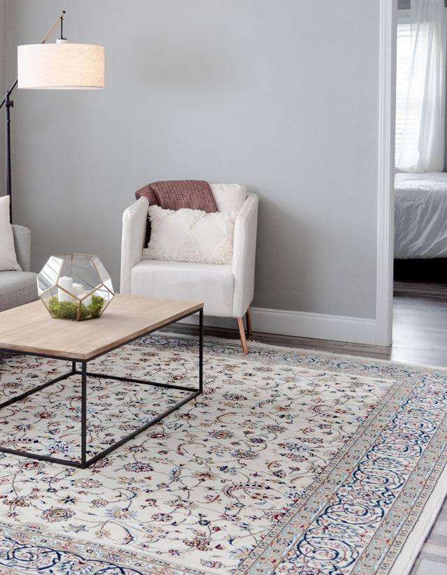 Ivory 5' 3 x 8' Narenj Rectangle Area Rug 85% Polypropylene & 15% Polyester Traditional Classic Carpet for Living, Dining, Bedrooms, Office for Sale at Rug Engine