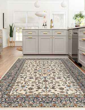 Ivory 5' 3 x 8' Narenj Rectangle Area Rug 85% Polypropylene & 15% Polyester Traditional Classic Carpet for Living, Dining, Bedrooms, Office for Sale at Rug Engine