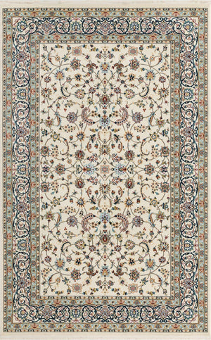 Ivory 5' 3 x 8' Narenj Rectangle Area Rug 85% Polypropylene & 15% Polyester Traditional Classic Carpet for Living, Dining, Bedrooms, Office for Sale at Rug Engine