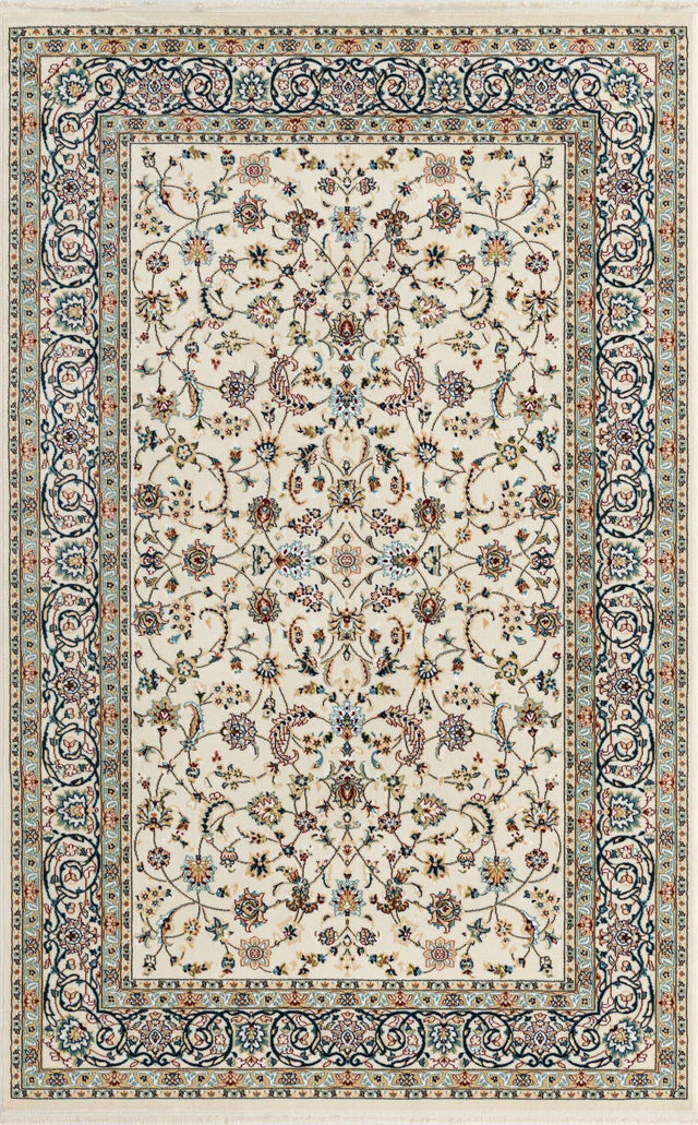 Ivory 5' 3 x 8' Narenj Rectangle Area Rug 85% Polypropylene & 15% Polyester Traditional Classic Carpet for Living, Dining, Bedrooms, Office for Sale at Rug Engine