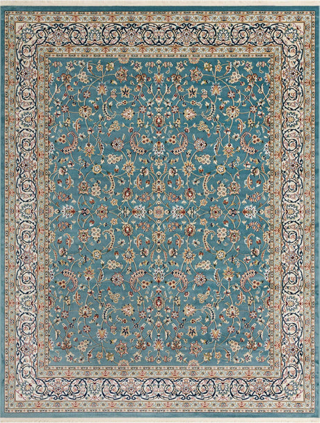 Blue 7' 10 x 10' Narenj Rectangle Area Rug 85% Polypropylene & 15% Polyester Traditional Classic Carpet for Living, Dining, Bedrooms, Office for Sale at Rug Engine