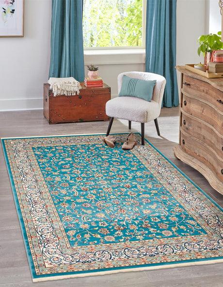 Blue 10' x 13' Narenj Rectangle Area Rug 85% Polypropylene & 15% Polyester Traditional Classic Carpet for Living, Dining, Bedrooms, Office for Sale at Rug Engine