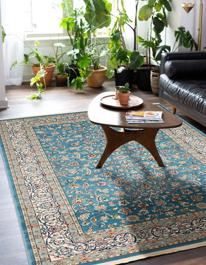 Blue 10' x 13' Narenj Rectangle Area Rug 85% Polypropylene & 15% Polyester Traditional Classic Carpet for Living, Dining, Bedrooms, Office for Sale at Rug Engine
