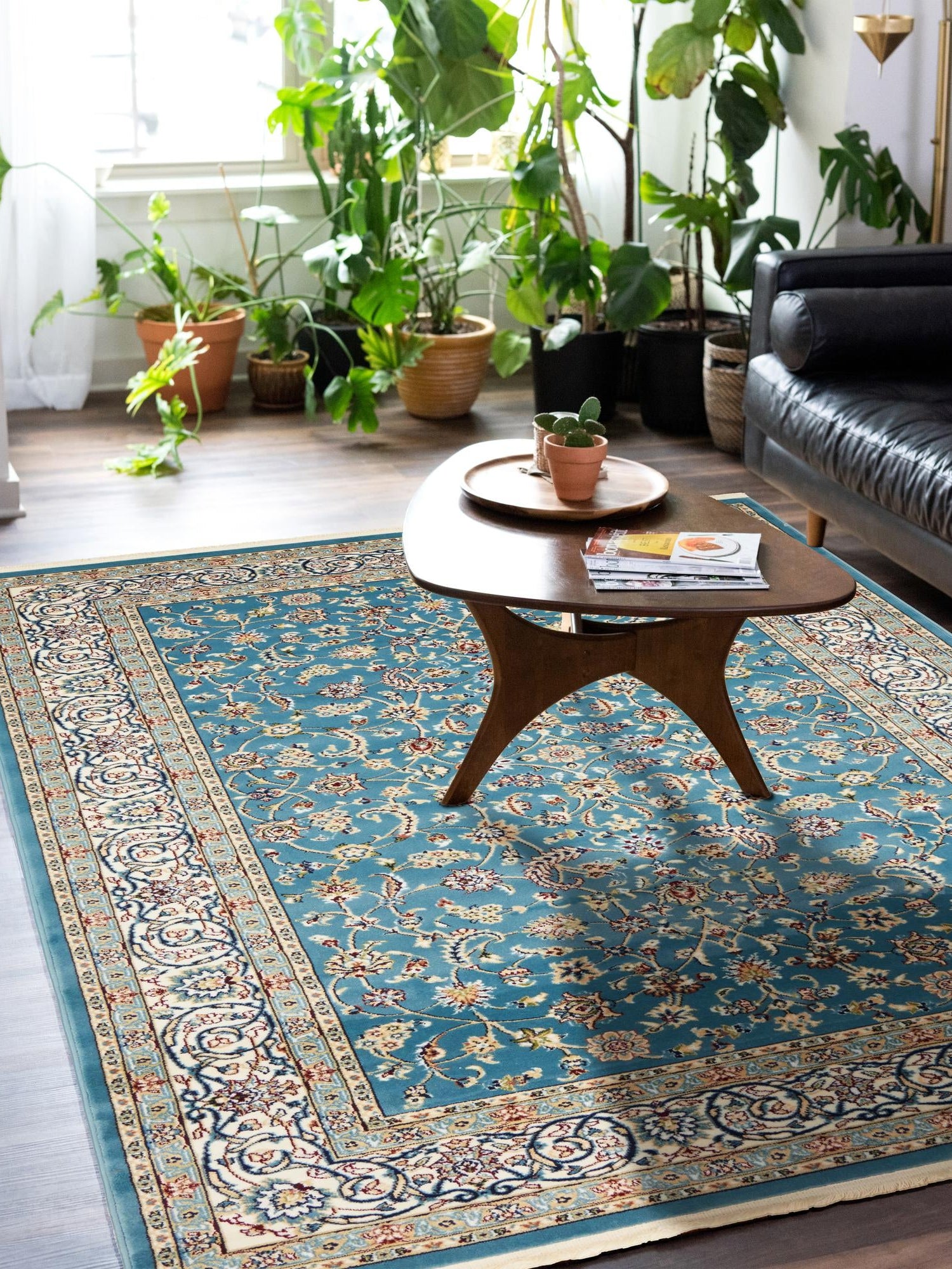 Blue 7' 10 x 10' Narenj Rectangle Area Rug 85% Polypropylene & 15% Polyester Traditional Classic Carpet for Living, Dining, Bedrooms, Office for Sale at Rug Engine