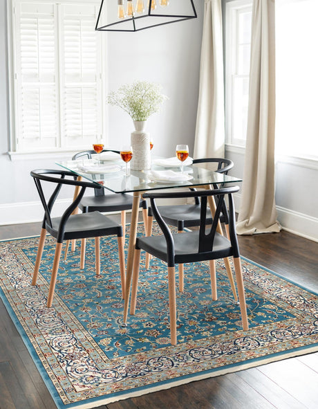 Blue 5' 3 x 8' Narenj Rectangle Area Rug 85% Polypropylene & 15% Polyester Traditional Classic Carpet for Living, Dining, Bedrooms, Office for Sale at Rug Engine