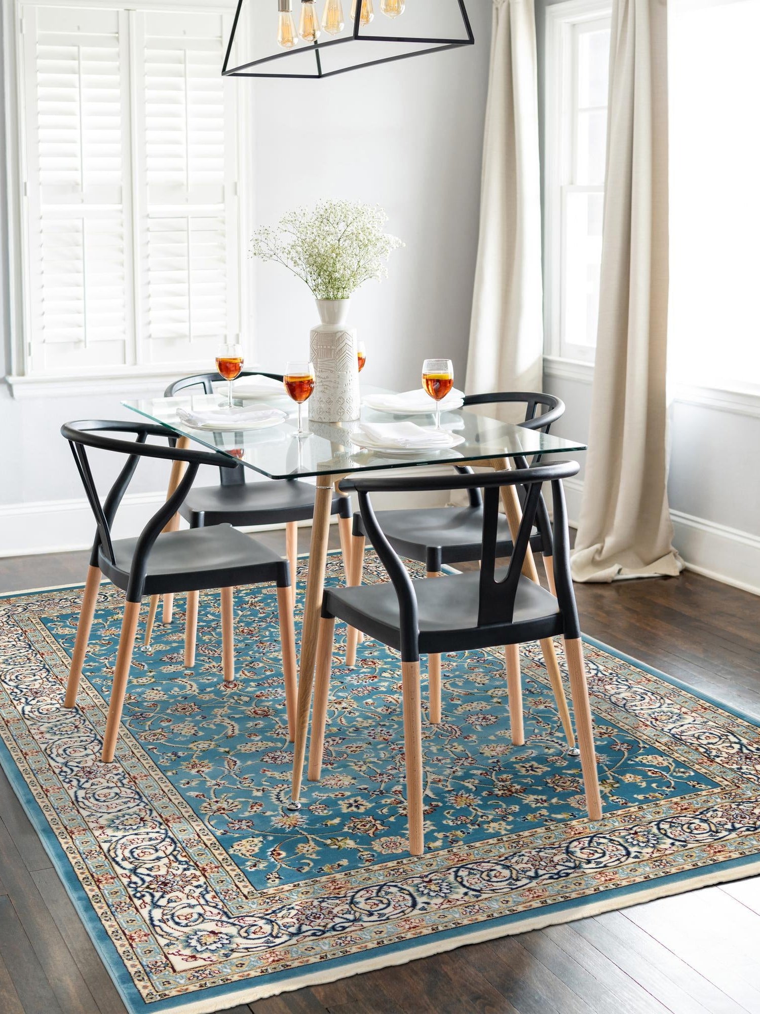 Blue 10' x 13' Narenj Rectangle Area Rug 85% Polypropylene & 15% Polyester Traditional Classic Carpet for Living, Dining, Bedrooms, Office for Sale at Rug Engine