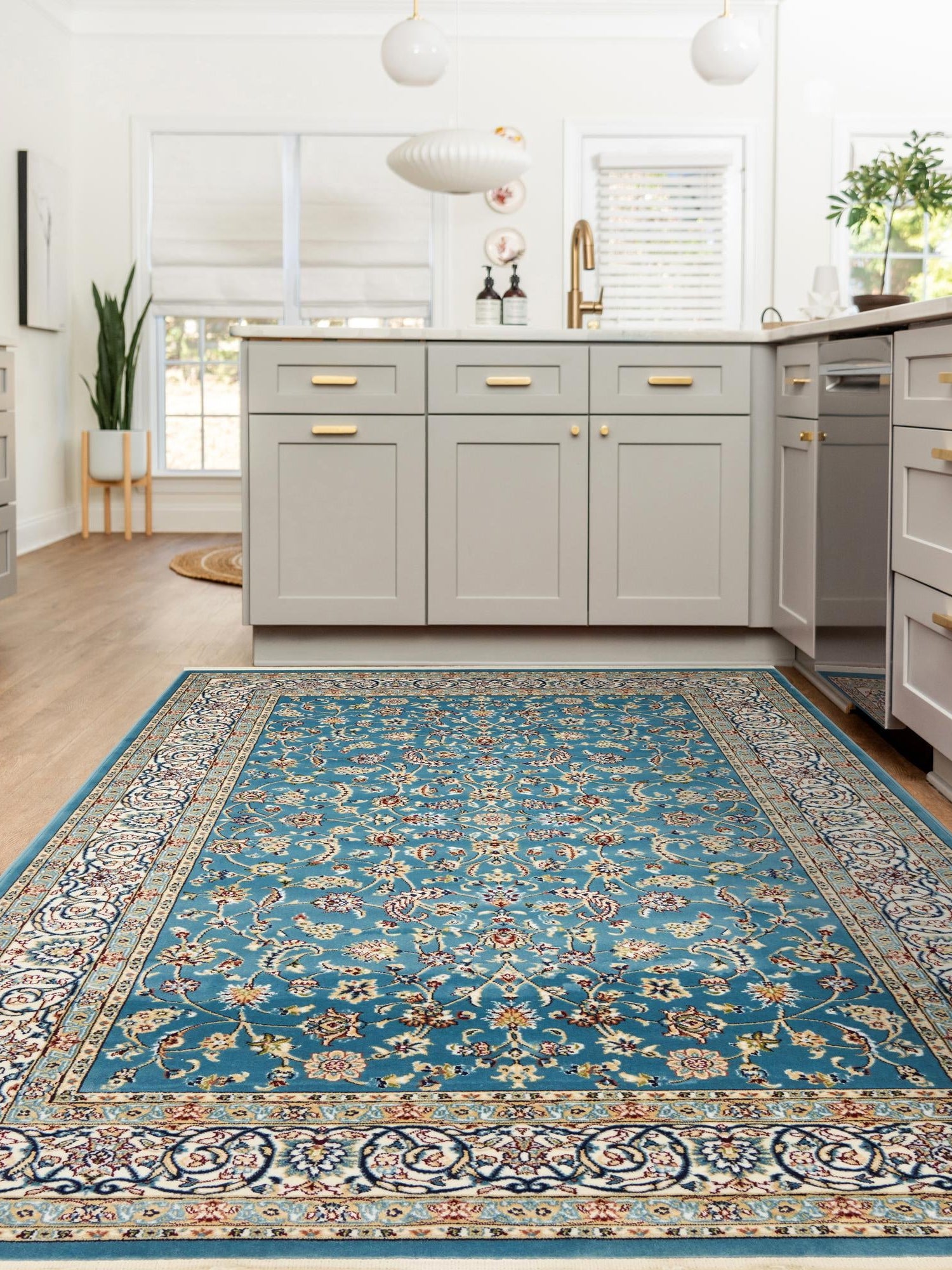 Blue 10' x 13' Narenj Rectangle Area Rug 85% Polypropylene & 15% Polyester Traditional Classic Carpet for Living, Dining, Bedrooms, Office for Sale at Rug Engine