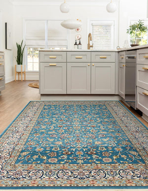 Blue 10' x 13' Narenj Rectangle Area Rug 85% Polypropylene & 15% Polyester Traditional Classic Carpet for Living, Dining, Bedrooms, Office for Sale at Rug Engine