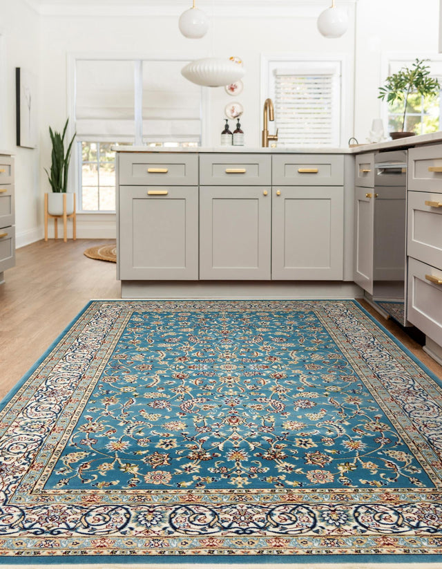 Blue 10' x 13' Narenj Rectangle Area Rug 85% Polypropylene & 15% Polyester Traditional Classic Carpet for Living, Dining, Bedrooms, Office for Sale at Rug Engine