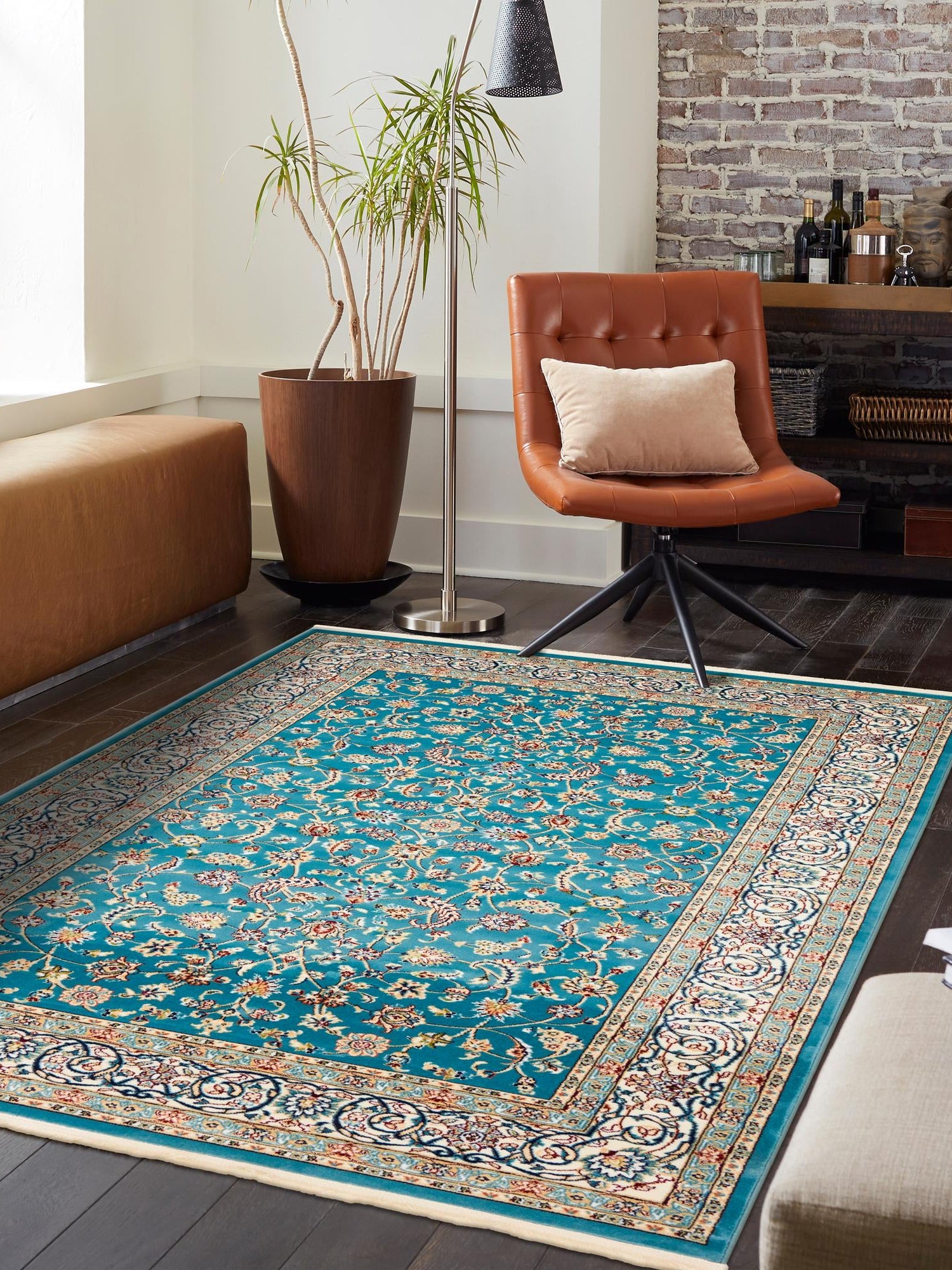 Blue 10' x 13' Narenj Rectangle Area Rug 85% Polypropylene & 15% Polyester Traditional Classic Carpet for Living, Dining, Bedrooms, Office for Sale at Rug Engine