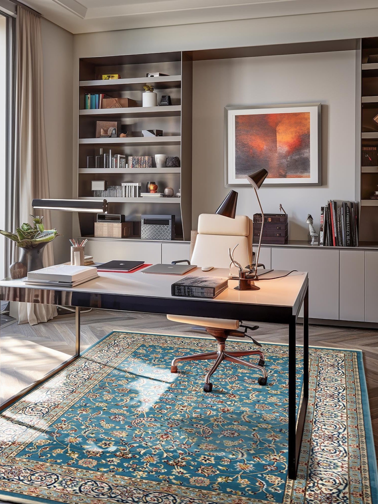 Blue 10' x 13' Narenj Rectangle Area Rug 85% Polypropylene & 15% Polyester Traditional Classic Carpet for Living, Dining, Bedrooms, Office for Sale at Rug Engine