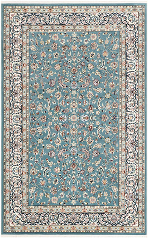 Blue 5' 3 x 8' Narenj Rectangle Area Rug 85% Polypropylene & 15% Polyester Traditional Classic Carpet for Living, Dining, Bedrooms, Office for Sale at Rug Engine