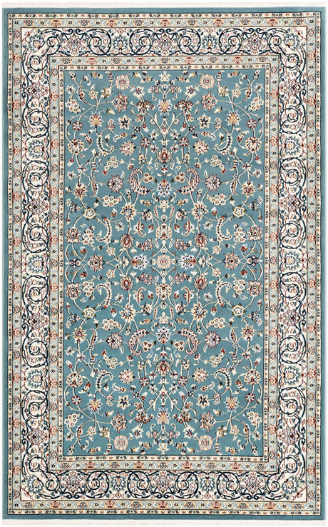 Blue 5' 3 x 8' Narenj Rectangle Area Rug 85% Polypropylene & 15% Polyester Traditional Classic Carpet for Living, Dining, Bedrooms, Office for Sale at Rug Engine