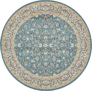 Blue 10' x 10' Narenj Round Area Rug 85% Polypropylene & 15% Polyester Traditional Classic Carpet for Living, Dining, Bedrooms, Office for Sale at Rug Engine