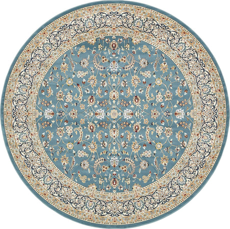Blue 10' x 10' Narenj Round Area Rug 85% Polypropylene & 15% Polyester Traditional Classic Carpet for Living, Dining, Bedrooms, Office for Sale at Rug Engine