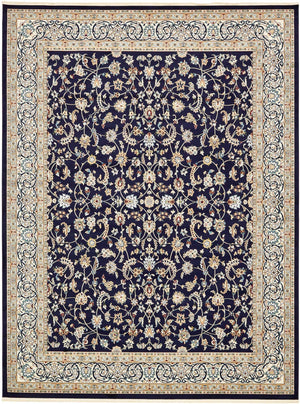 Navy Blue 10' x 13' Narenj Rectangle Area Rug 85% Polypropylene & 15% Polyester Traditional Classic Carpet for Living, Dining, Bedrooms, Office for Sale at Rug Engine