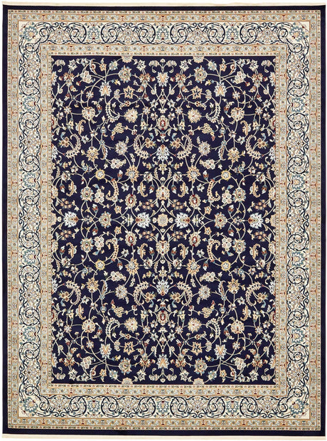 Navy Blue 10' x 13' Narenj Rectangle Area Rug 85% Polypropylene & 15% Polyester Traditional Classic Carpet for Living, Dining, Bedrooms, Office for Sale at Rug Engine