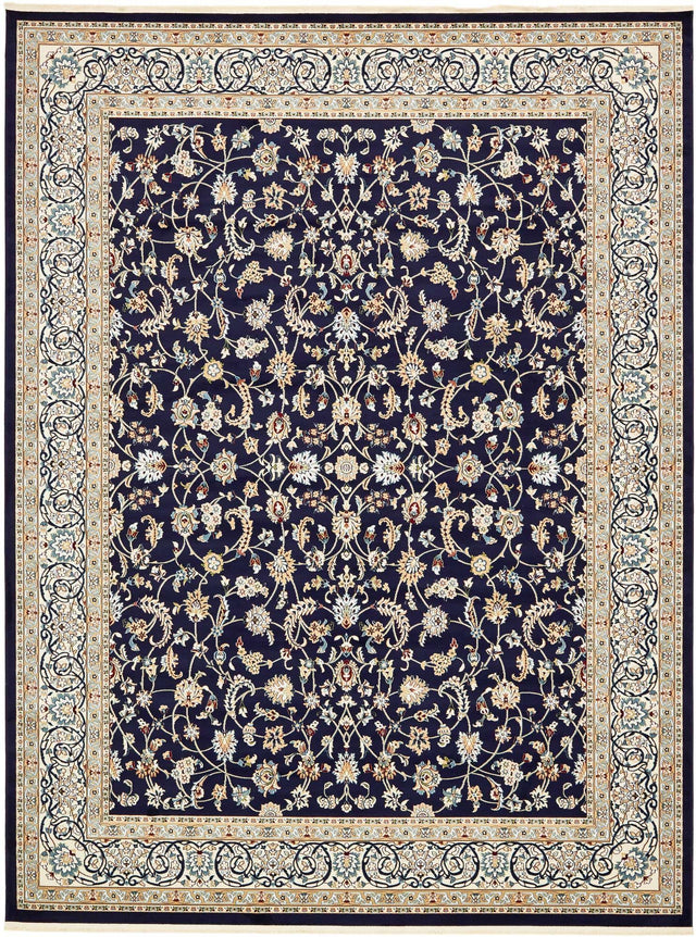 Navy Blue 10' x 13' Narenj Rectangle Area Rug 85% Polypropylene & 15% Polyester Traditional Classic Carpet for Living, Dining, Bedrooms, Office for Sale at Rug Engine