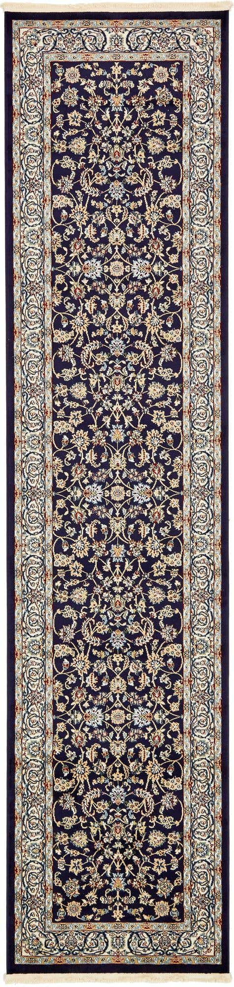 Navy Blue 2' 11 x 13' 1 Narenj Runner Area Rug 85% Polypropylene & 15% Polyester Traditional Classic Carpet for Living, Dining, Bedrooms, Office for Sale at Rug Engine