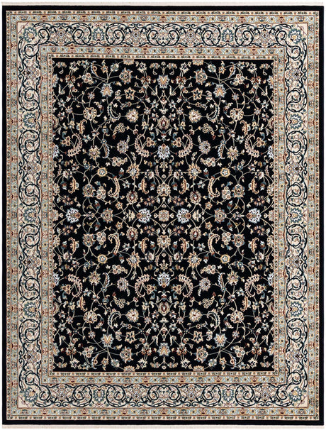 Navy Blue 7' 10 x 10' Narenj Rectangle Area Rug 85% Polypropylene & 15% Polyester Traditional Classic Carpet for Living, Dining, Bedrooms, Office for Sale at Rug Engine