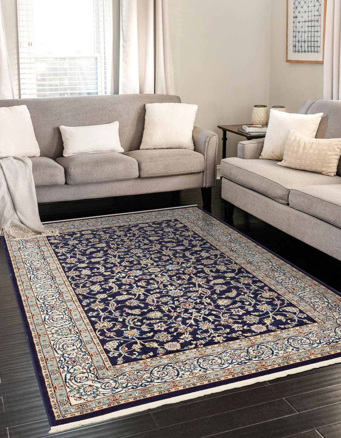 Navy Blue 3' 1 x 5' 3 Narenj Rectangle Area Rug 85% Polypropylene & 15% Polyester Traditional Classic Carpet for Living, Dining, Bedrooms, Office for Sale at Rug Engine