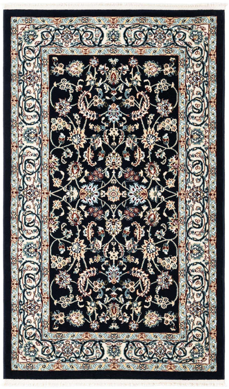 Navy Blue 3' 1 x 5' 3 Narenj Rectangle Area Rug 85% Polypropylene & 15% Polyester Traditional Classic Carpet for Living, Dining, Bedrooms, Office for Sale at Rug Engine