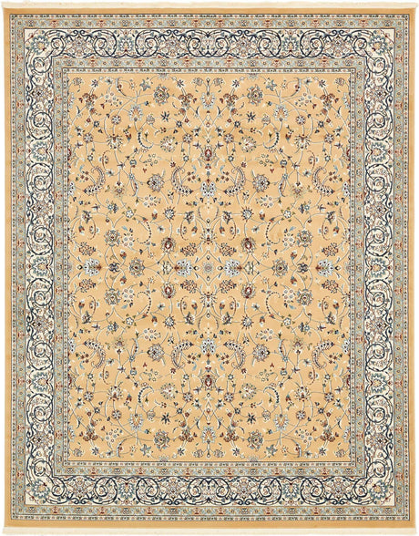 Beige 8' x 10' Narenj Rectangle Area Rug 85% Polypropylene & 15% Polyester Traditional Classic Carpet for Living, Dining, Bedrooms, Office for Sale at Rug Engine