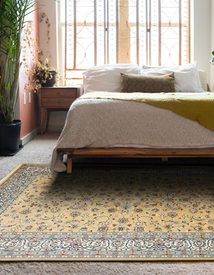 Beige 7' 10 x 11' Narenj Rectangle Area Rug 85% Polypropylene & 15% Polyester Traditional Classic Carpet for Living, Dining, Bedrooms, Office for Sale at Rug Engine