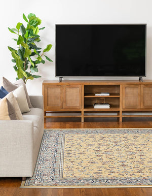 Beige 4' 1 x 6' 1 Narenj Rectangle Area Rug 85% Polypropylene & 15% Polyester Traditional Classic Carpet for Living, Dining, Bedrooms, Office for Sale at Rug Engine