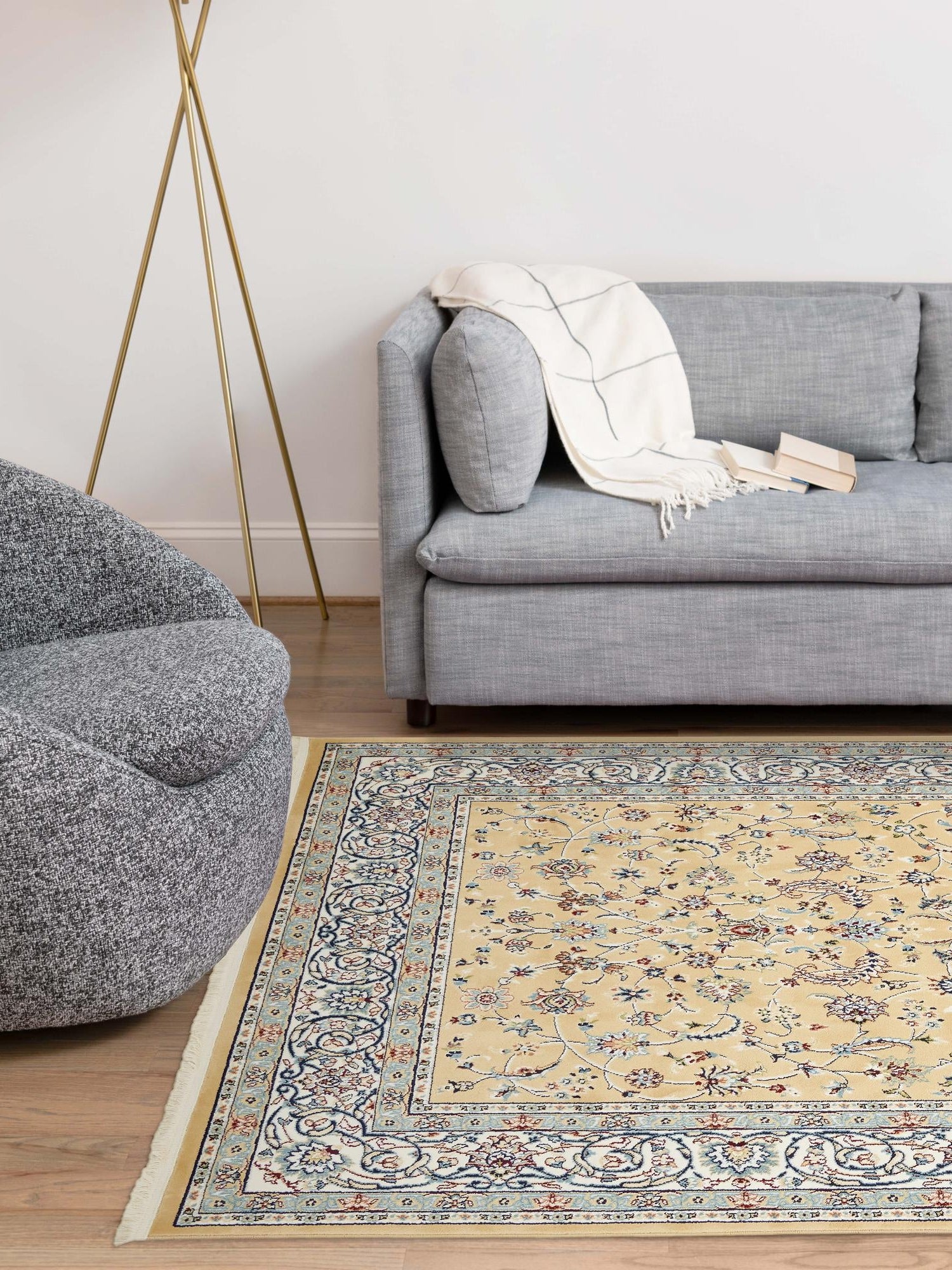 Beige 6' x 9' Narenj Rectangle Area Rug 85% Polypropylene & 15% Polyester Traditional Classic Carpet for Living, Dining, Bedrooms, Office for Sale at Rug Engine
