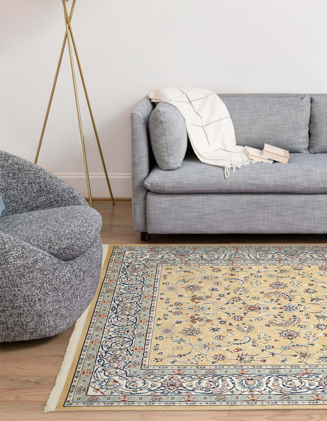 Beige 6' x 9' Narenj Rectangle Area Rug 85% Polypropylene & 15% Polyester Traditional Classic Carpet for Living, Dining, Bedrooms, Office for Sale at Rug Engine