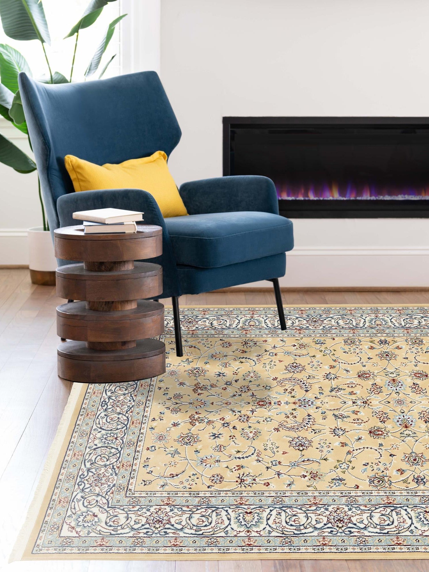 Beige 7' 10 x 11' Narenj Rectangle Area Rug 85% Polypropylene & 15% Polyester Traditional Classic Carpet for Living, Dining, Bedrooms, Office for Sale at Rug Engine