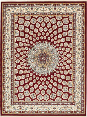 Burgundy 10' x 13' 1 Narenj Rectangle Area Rug 85% Polypropylene & 15% Polyester Traditional Classic Carpet for Living, Dining, Bedrooms, Office for Sale at Rug Engine