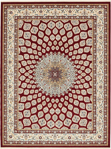 Burgundy 10' x 13' 1 Narenj Rectangle Area Rug 85% Polypropylene & 15% Polyester Traditional Classic Carpet for Living, Dining, Bedrooms, Office for Sale at Rug Engine