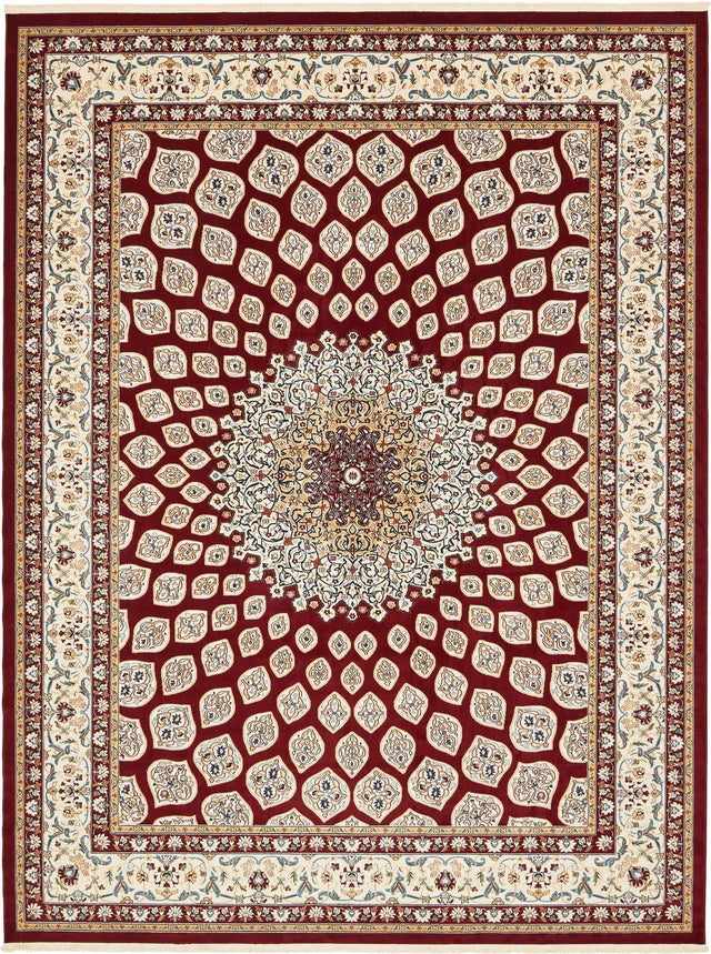 Burgundy 10' x 13' 1 Narenj Rectangle Area Rug 85% Polypropylene & 15% Polyester Traditional Classic Carpet for Living, Dining, Bedrooms, Office for Sale at Rug Engine